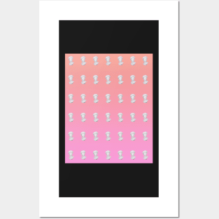 vaporwave statue tile sunset gradient version Posters and Art